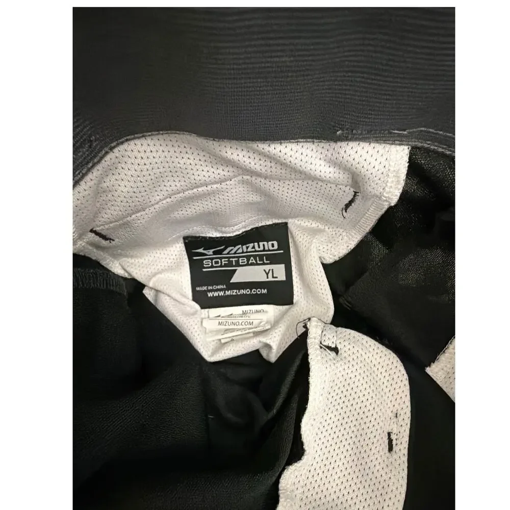 Mizuno Black Athletic Cropped Softball Pants Youth Large 14/16